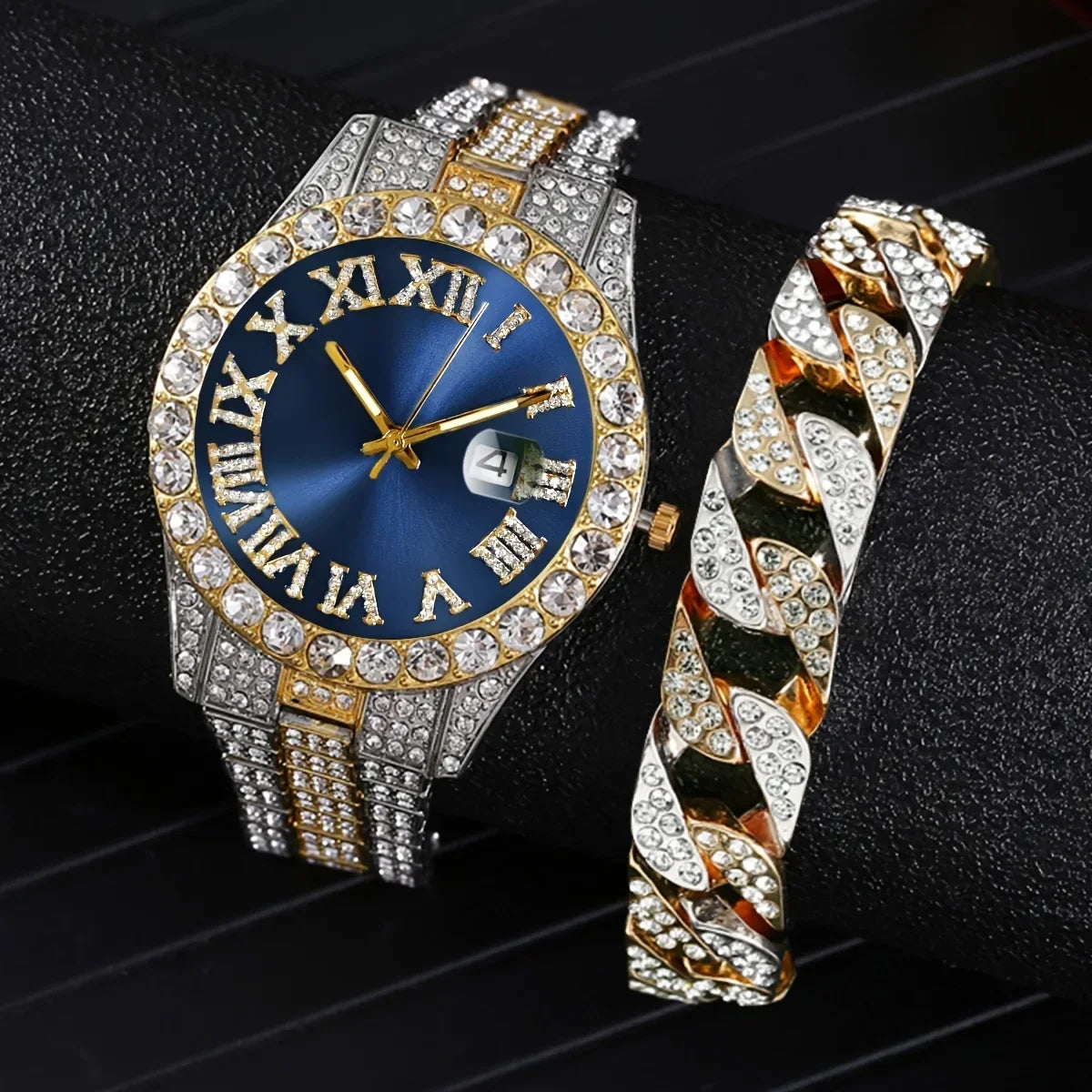 Hip Hop Watch  Watch Luxury Water Proof Brand Watches Stainless Steel Round Clock  Quartz Wrist Watches Gift