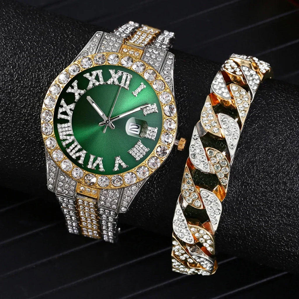 Hip Hop Watch  Watch Luxury Water Proof Brand Watches Stainless Steel Round Clock  Quartz Wrist Watches Gift