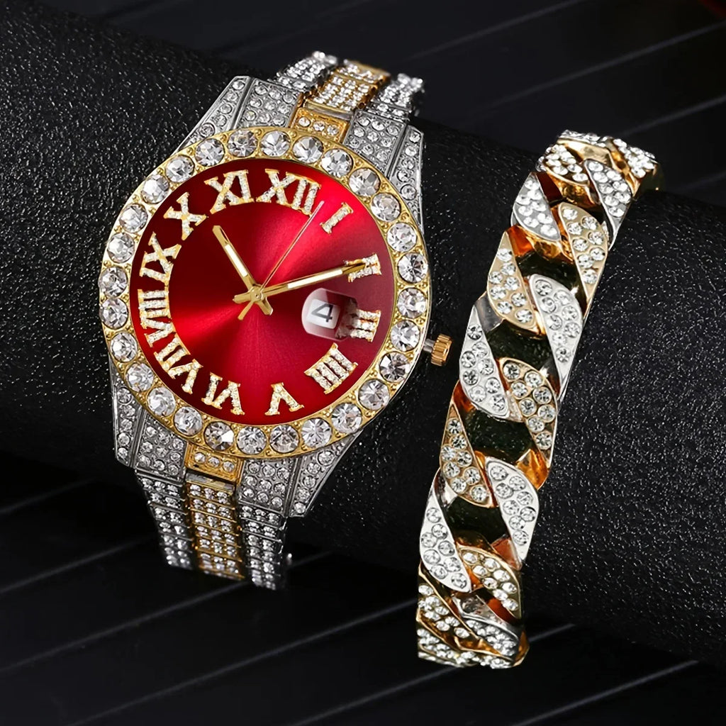 Hip Hop Watch  Watch Luxury Water Proof Brand Watches Stainless Steel Round Clock  Quartz Wrist Watches Gift