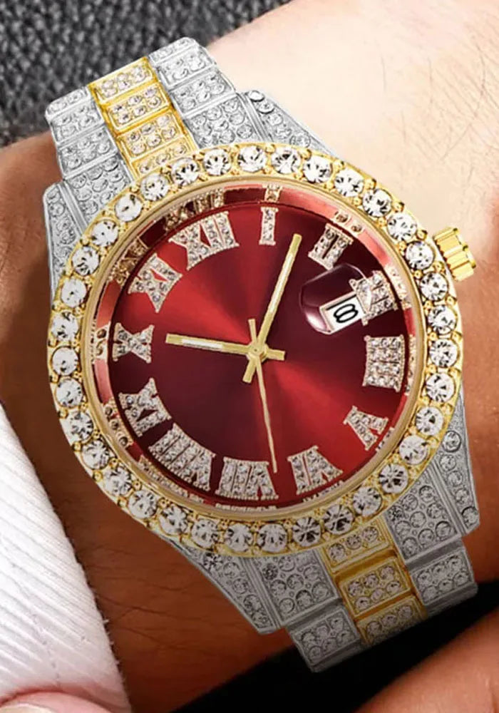 Hip Hop Watch  Watch Luxury Water Proof Brand Watches Stainless Steel Round Clock  Quartz Wrist Watches Gift