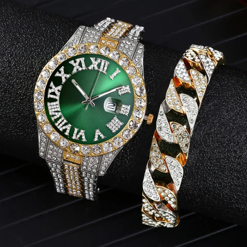 Hip Hop Watch  Watch Luxury Water Proof Brand Watches Stainless Steel Round Clock  Quartz Wrist Watches Gift